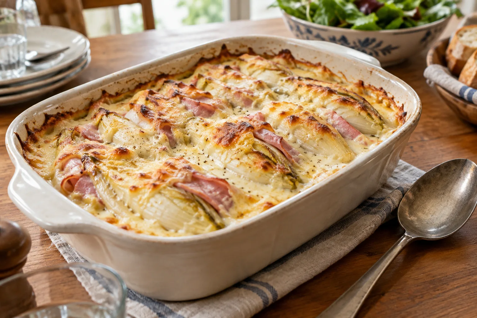 Gratin d’endives au jambon : la recette familiale au four